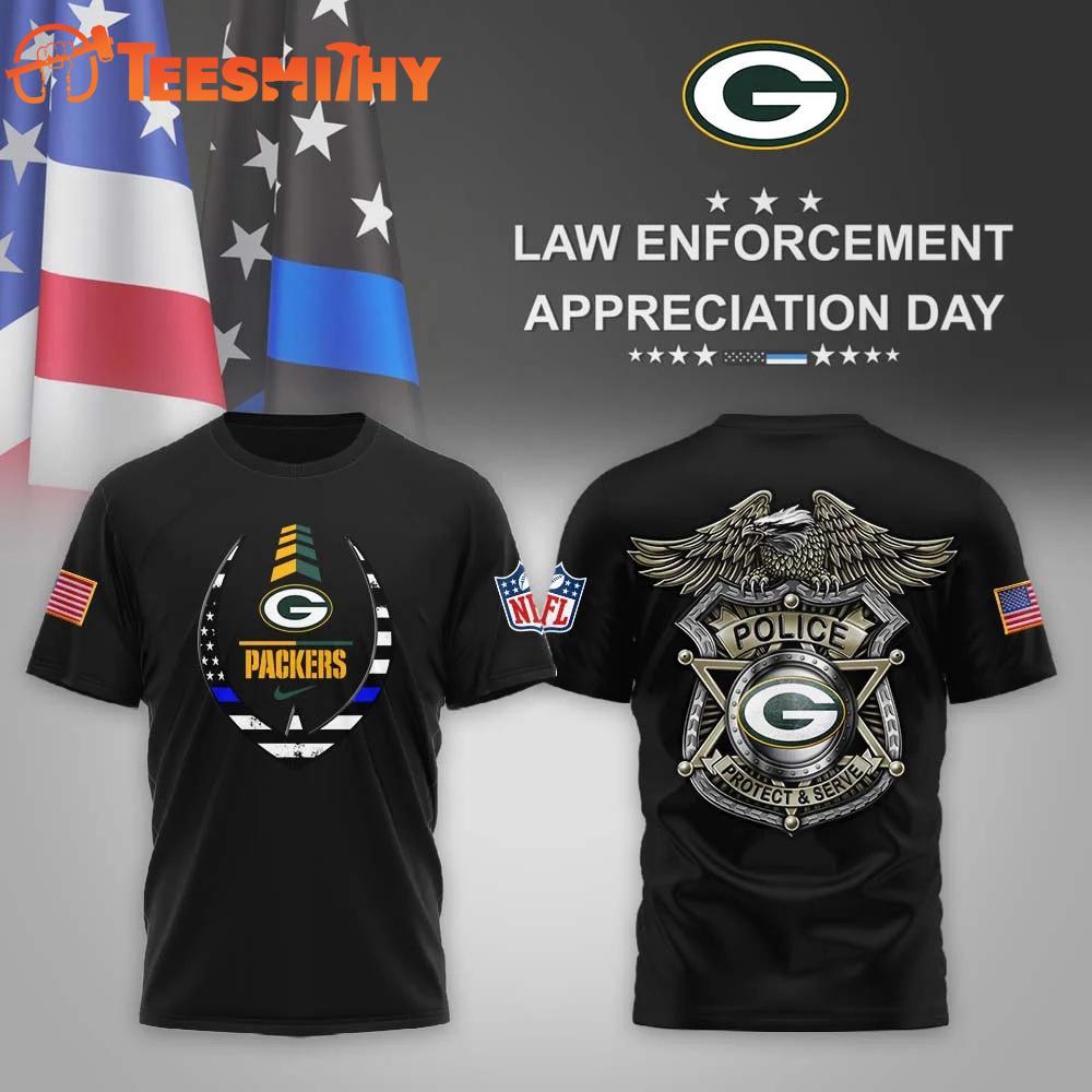Green Bay Packers NFL Law Enforcement Appreciation Day Black T Shirt