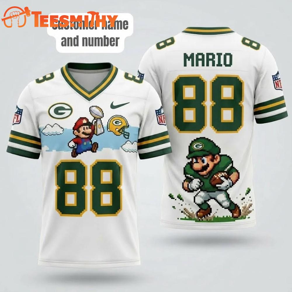 Green Bay Packers NFL Mario 2026 Design Football Jersey