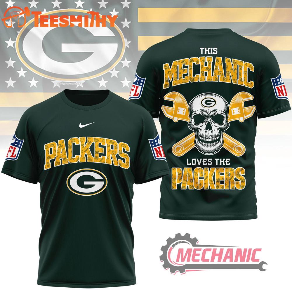 Green Bay Packers NFL Mechanic Loves Football New Design 3D Shirt