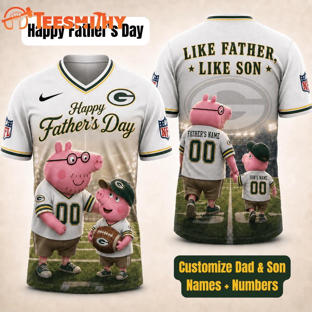 Green Bay Packers NFL Peppa Pig Father's Day Dad Football Jersey