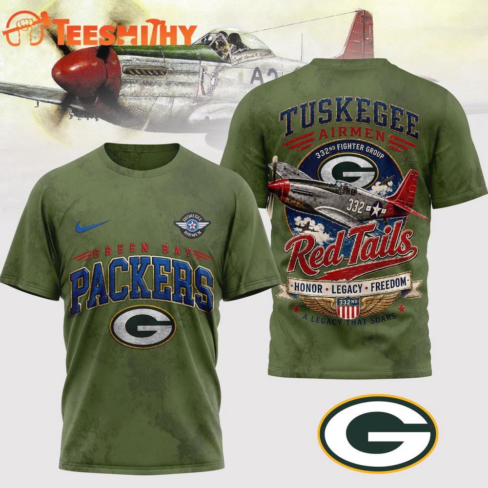 Green Bay Packers NFL Red Tails Legacy Game Day 3D T-Shirt