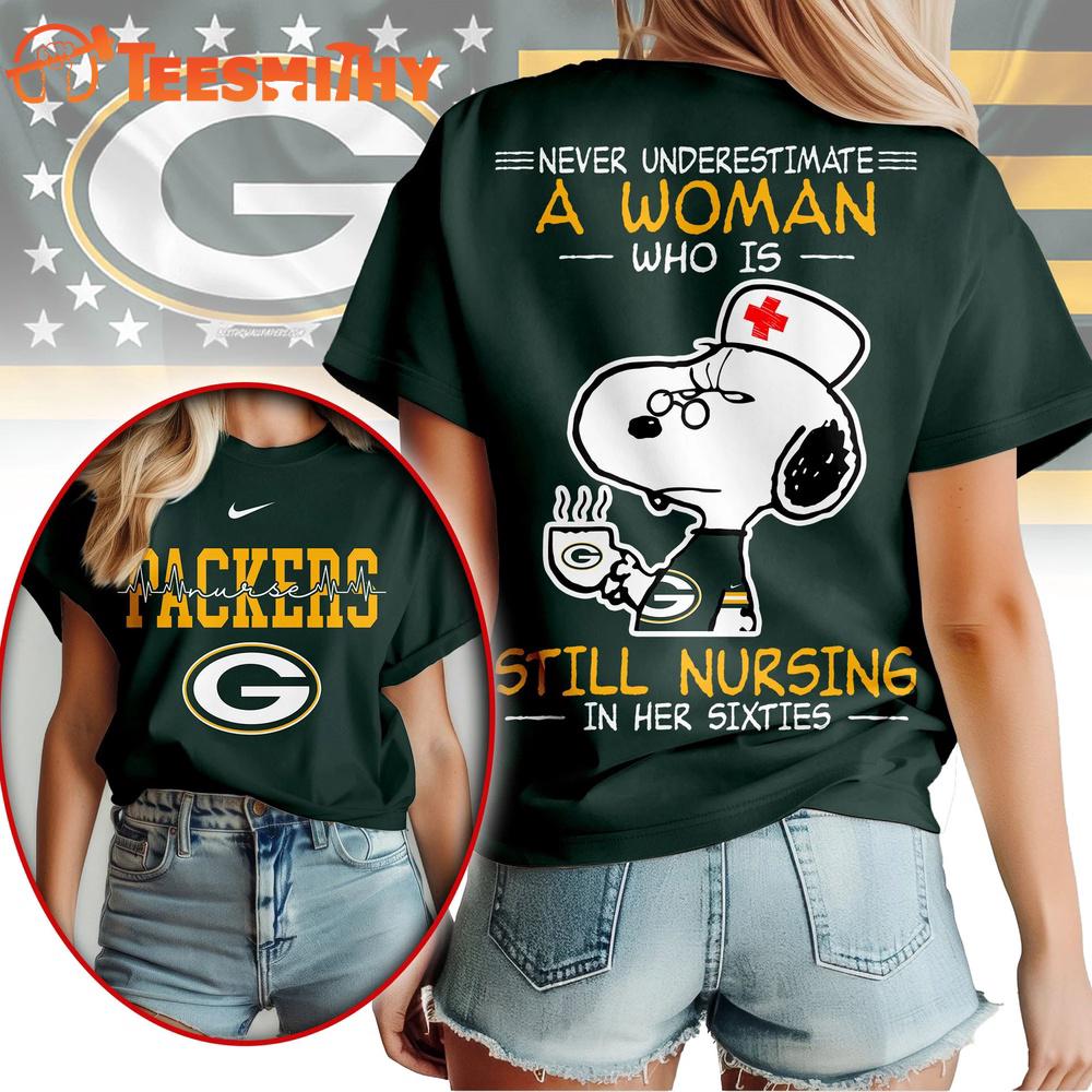 Green Bay Packers NFL Snoopy Never Underestimate A Nurse Unisex T Shirt