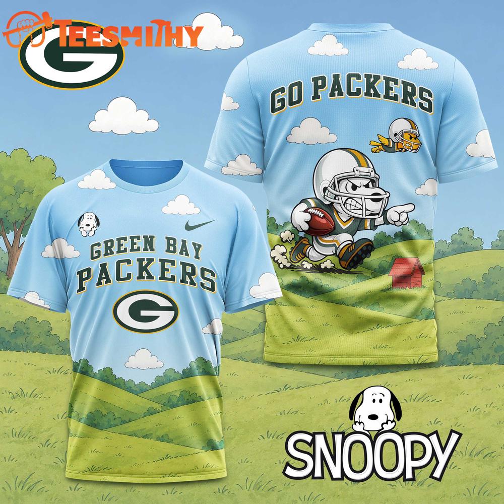 Green Bay Packers NFL Snoopy Touchdown 3D T-Shirt