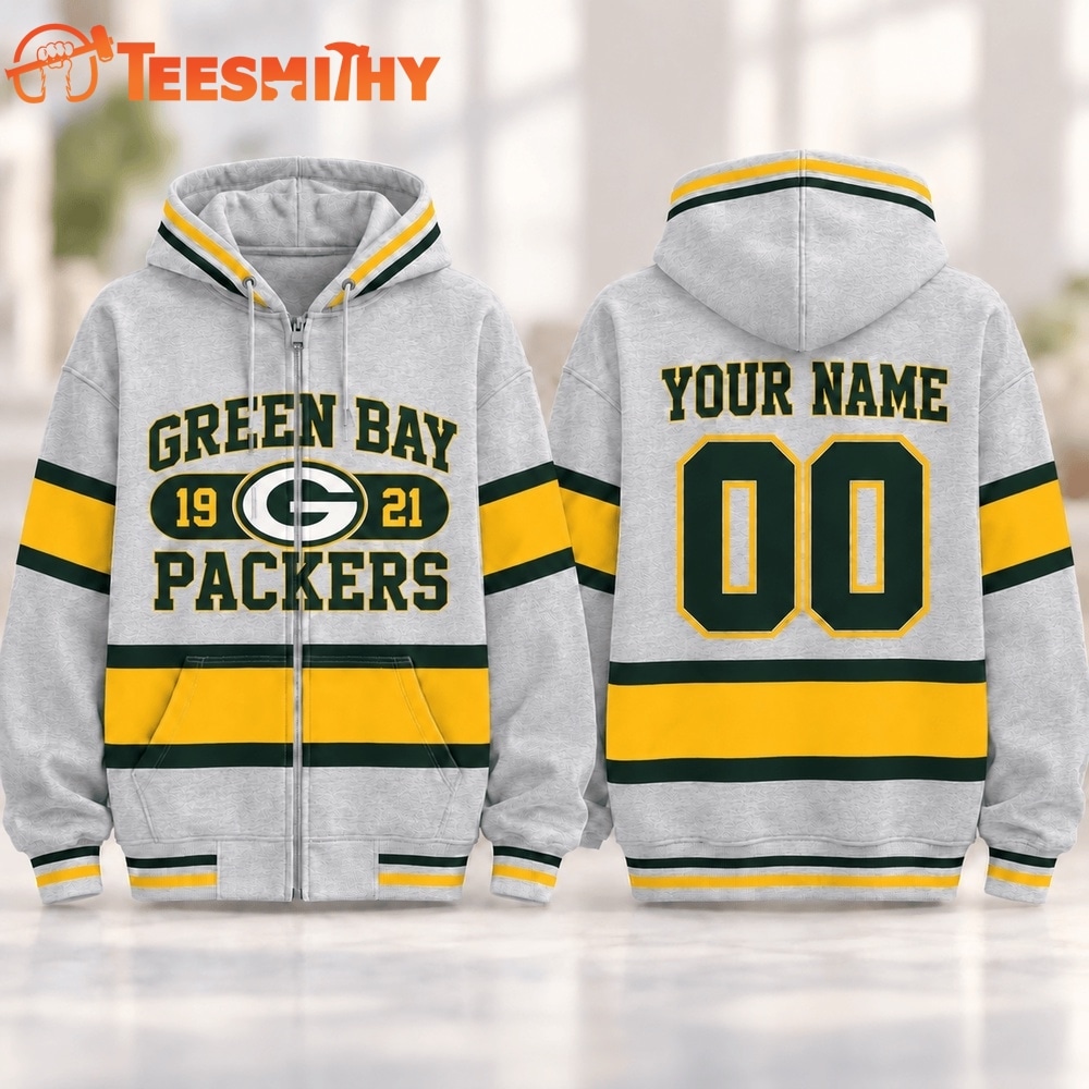 Green Bay Packers NFL Varsity Stripe Zip Hoodie