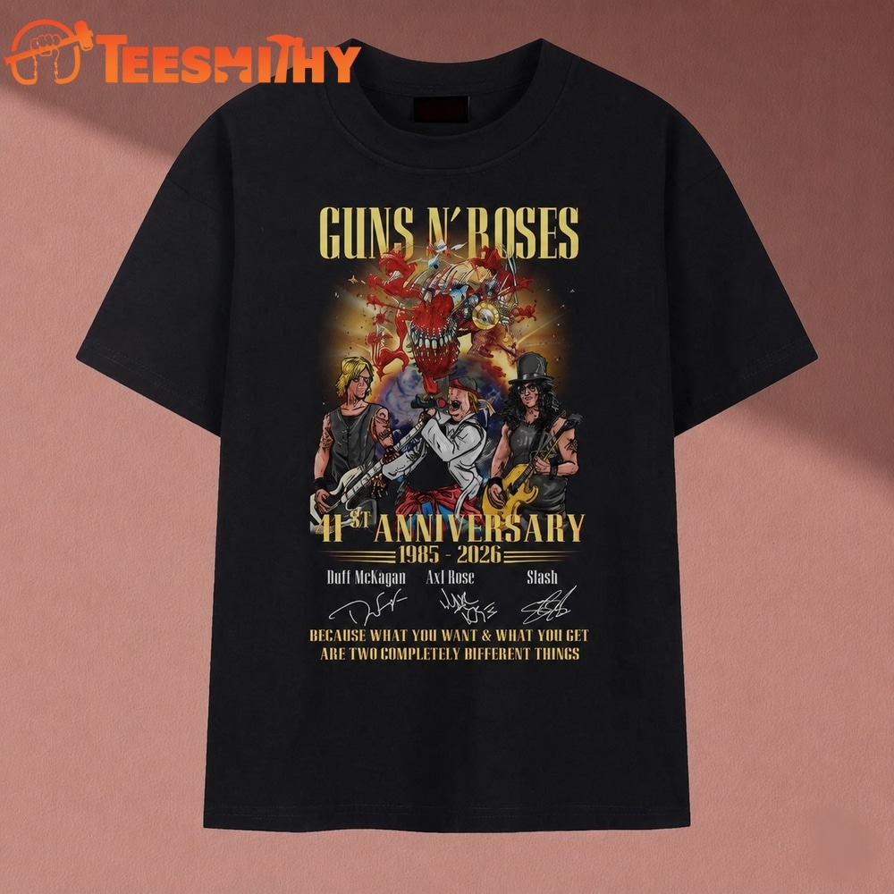 Guns N' Roses 41st Anniversary 1985 2026 Signatures Vintage T Shirt