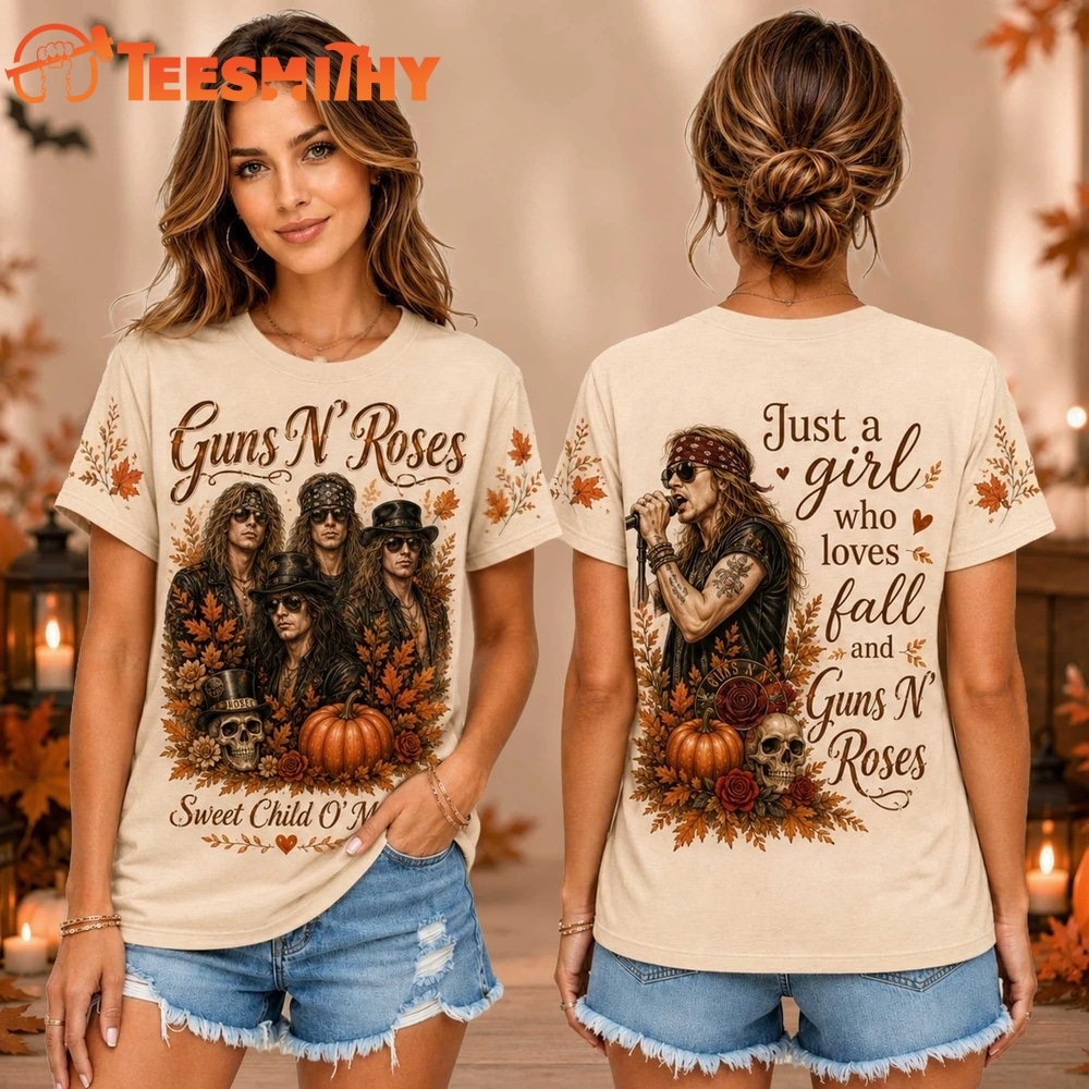 Guns N' Roses Autumn Pumpkin Skull Sweet Child O' Mine Unisex 3D Shirt