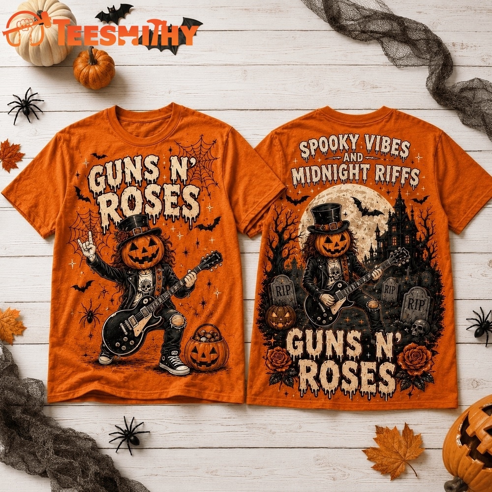Guns N’ Roses Halloween Spooky Vibes and Midnight Riffs 3D Shirt