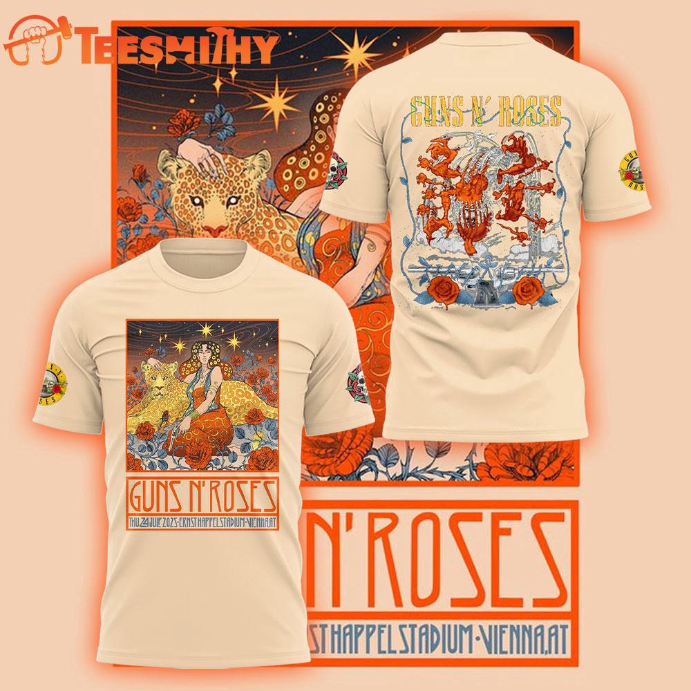 Guns N Roses July 24 2025 Vienna AT Tour All Over Print TShirt Guns N Roses July 24 2025 Vienna AT Tour All Over Print TShirt