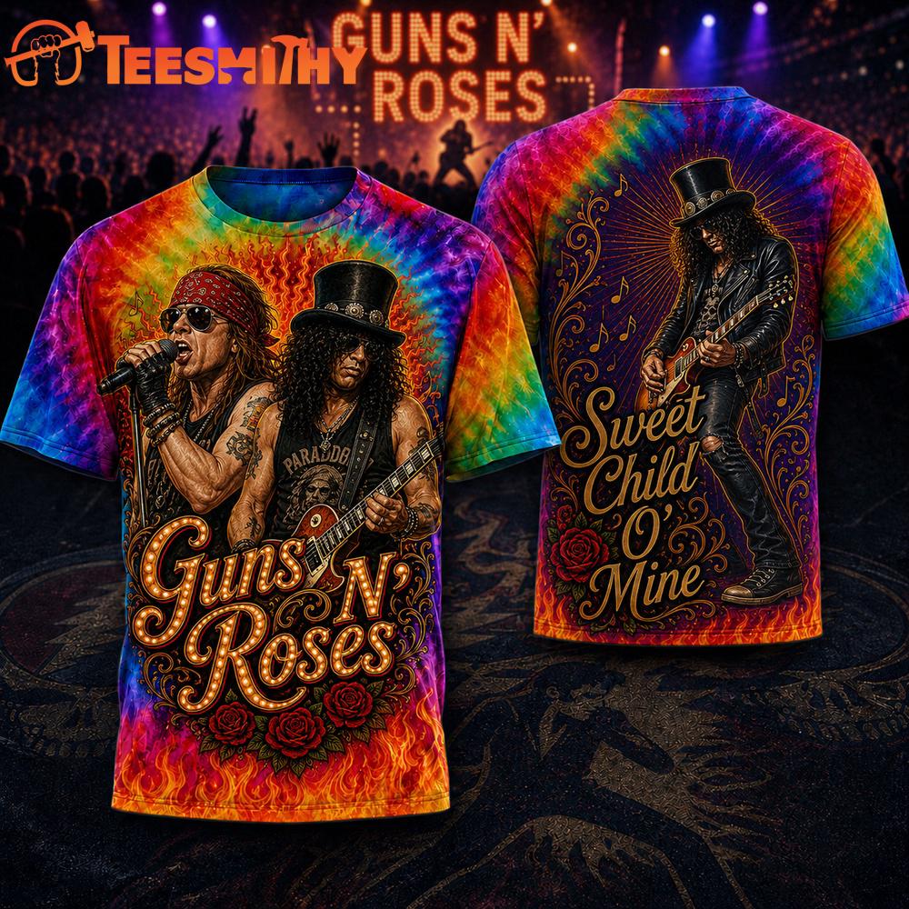 Guns N Roses Rainbow Flame Unisex 3D Shirt