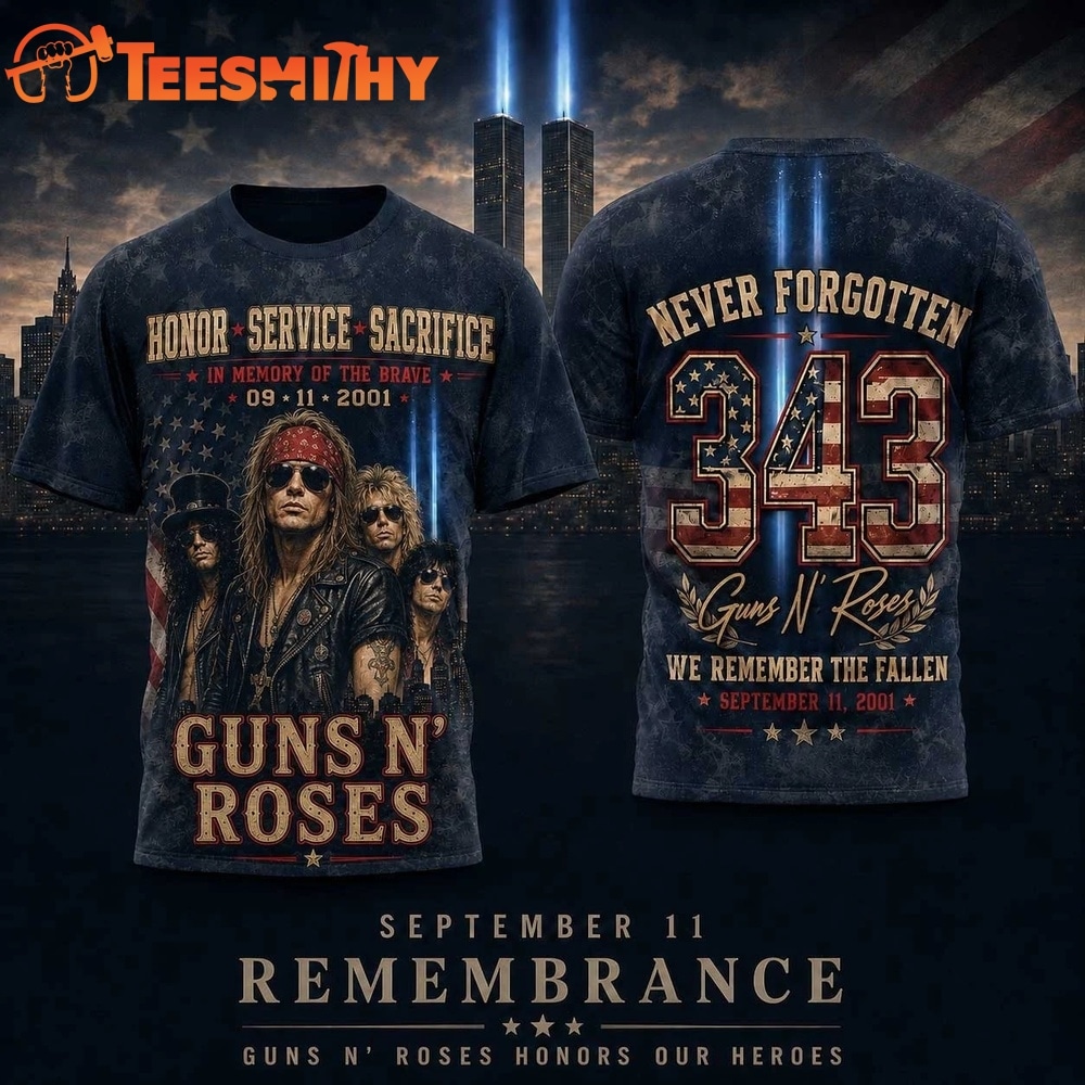 Guns N' Roses Remembering 911 343 Tribute Twin Towers Portrait 3D Shirt