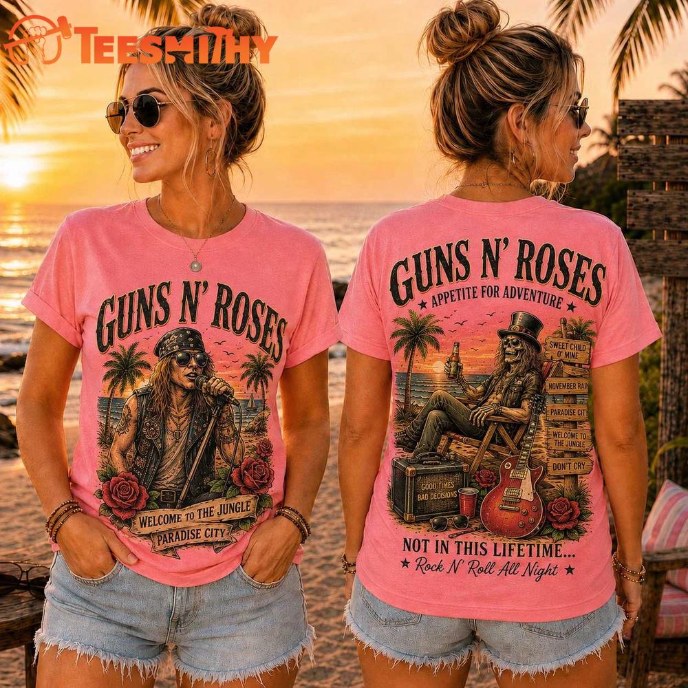 Guns N Roses Retro Sunset Music 3D T-Shirt