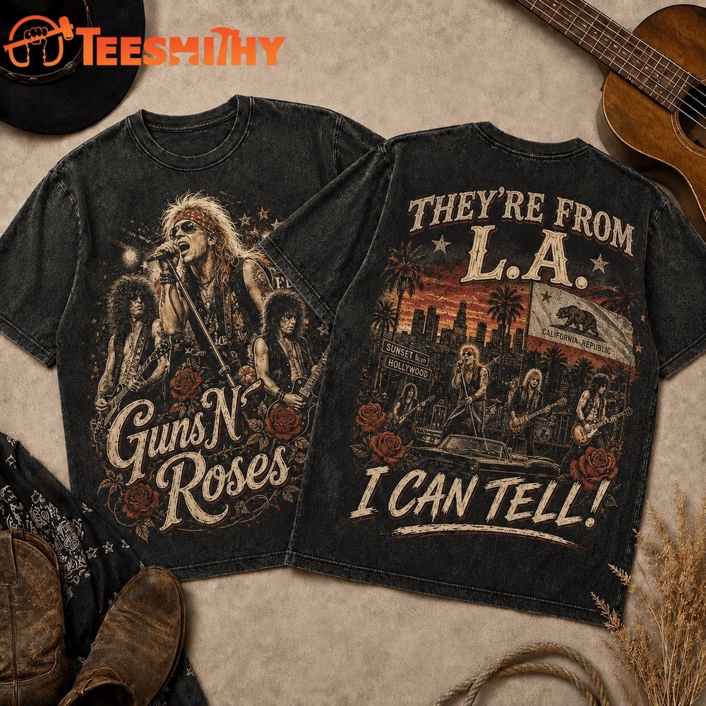 Guns N Roses Sunset L.A. Skyline Vintage Band 3D Shirt