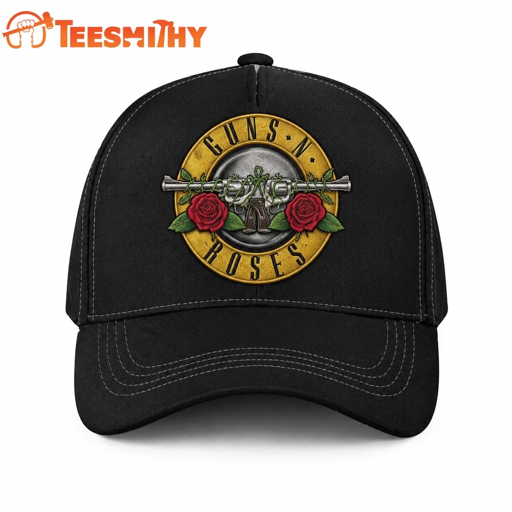 Guns N Roses Vintage Pistol & Rose Logo Black Classic Cap