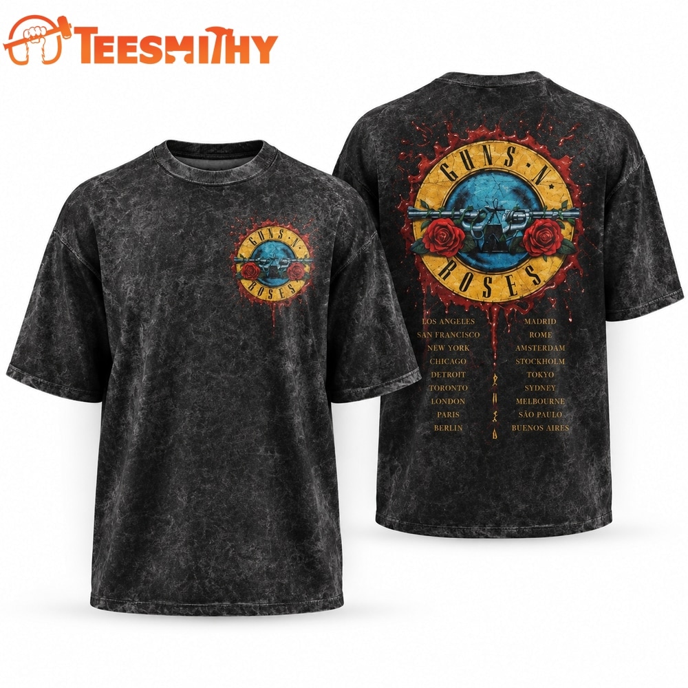 Guns N Roses Vintage Small Pocket Logo Blood Splatter Back Tour T Shirt