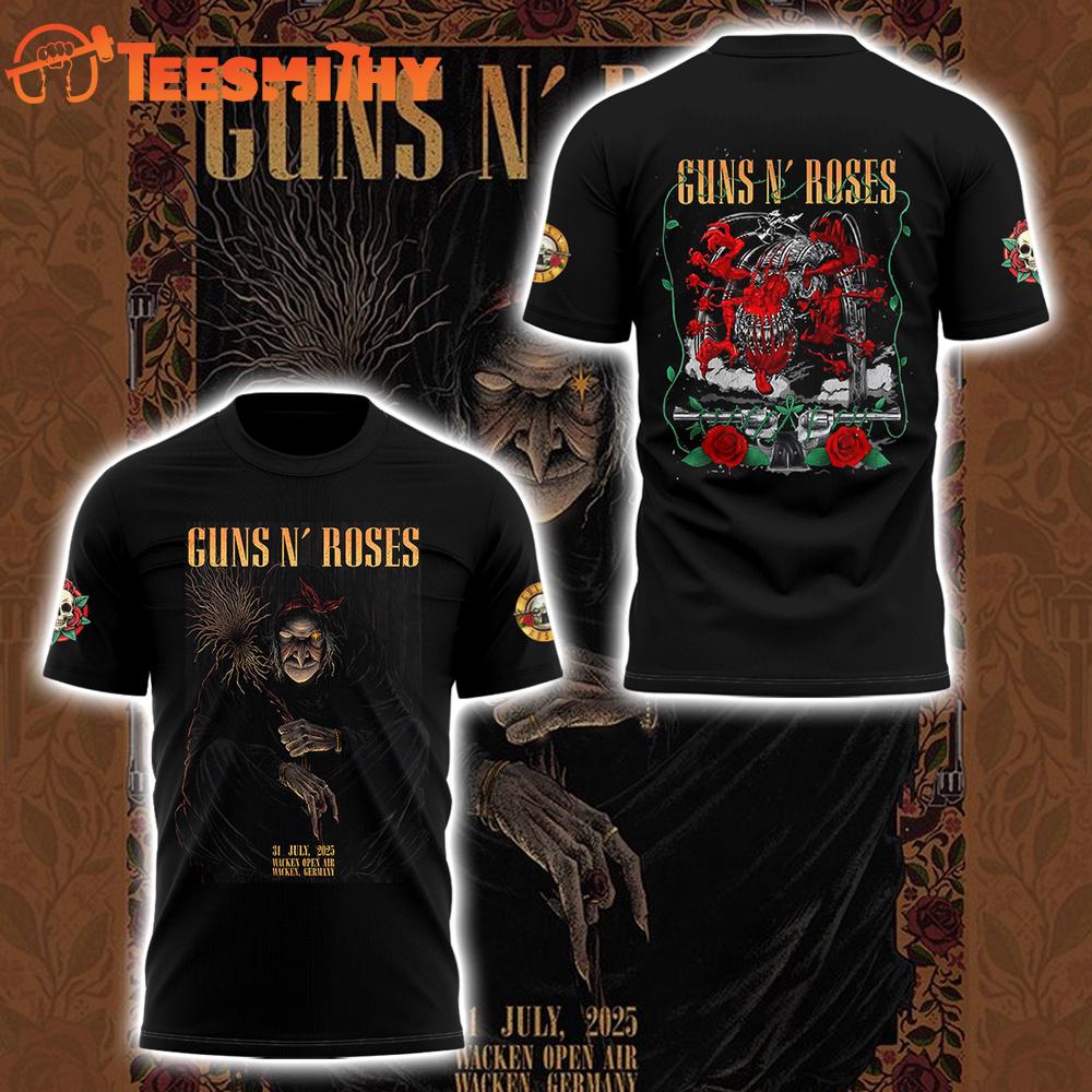 Guns N' Roses World Tour July 2025 Wacken Open Air Wacken Germany Black T Shirt Guns N' Roses World Tour July 2025 Wacken Open Air Wacken Germany Black T Shirt