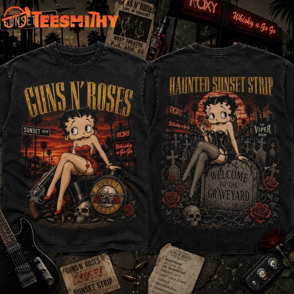 Guns N’ Roses x Betty Boop Haunted Sunset Halloween 3D Shirt