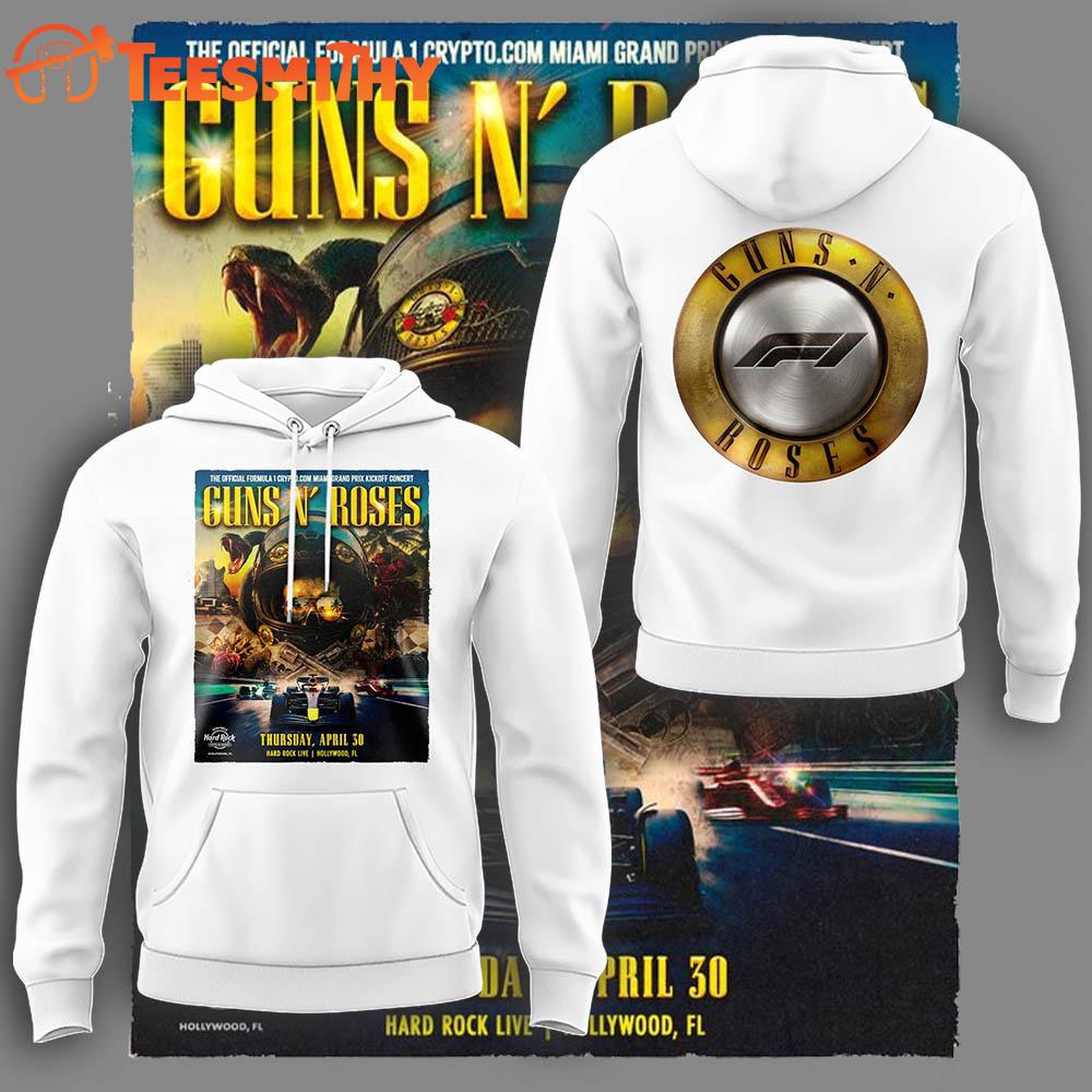 Guns N' Roses x F1 Hollywood 2026 White Hoodie