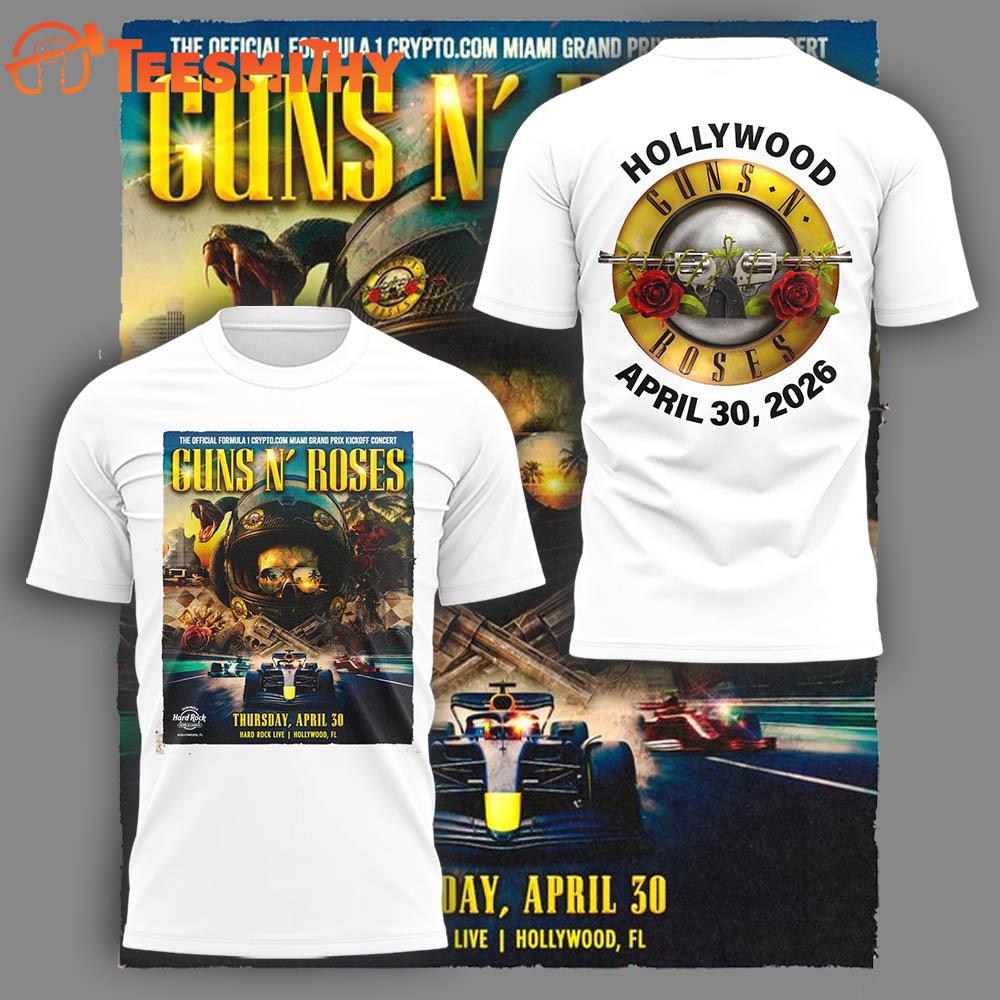 Guns N' Roses x F1 Hollywood 2026 White T Shirt
