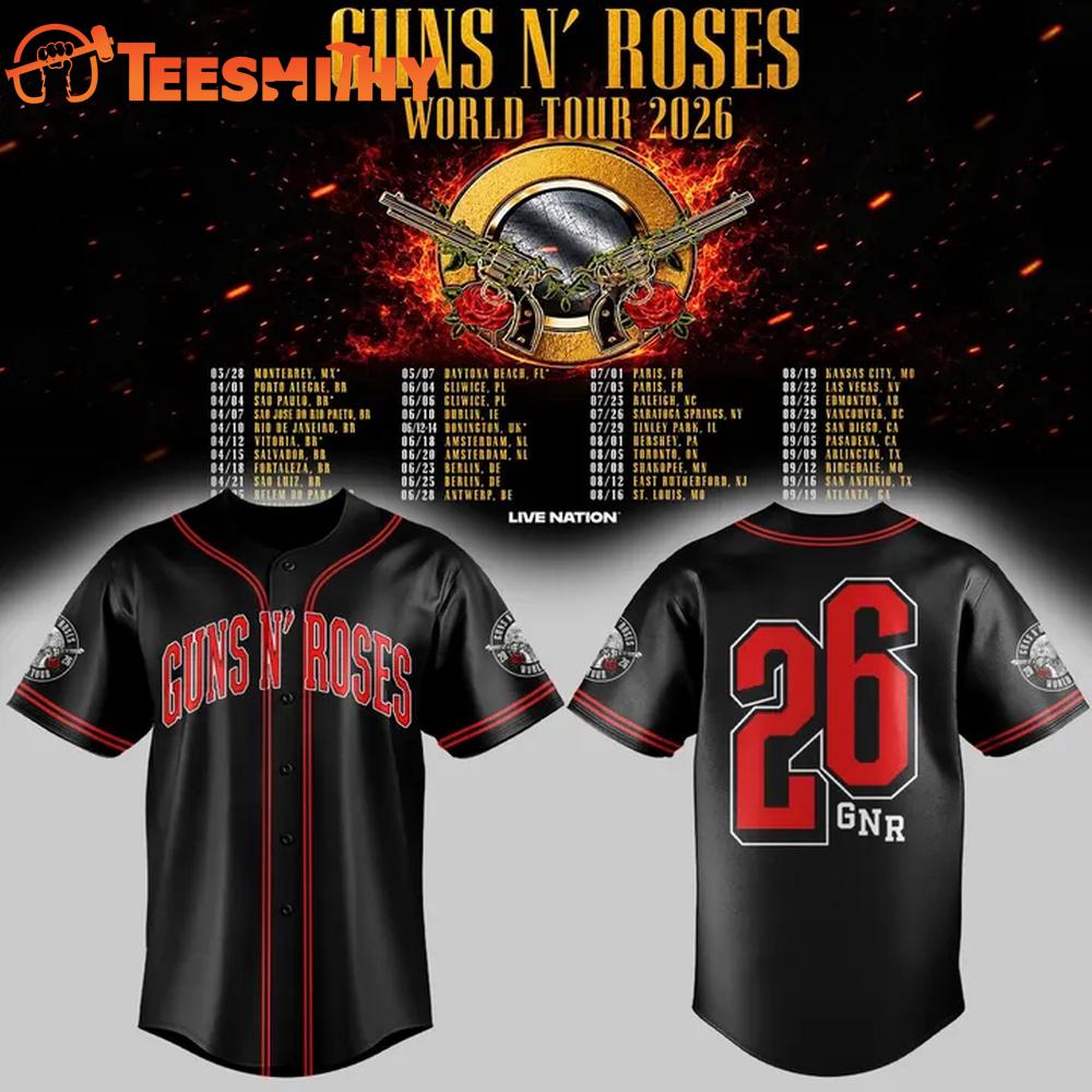 Guns N' Roses x NC State Football World Tour 2026 Black Baseball Jersey