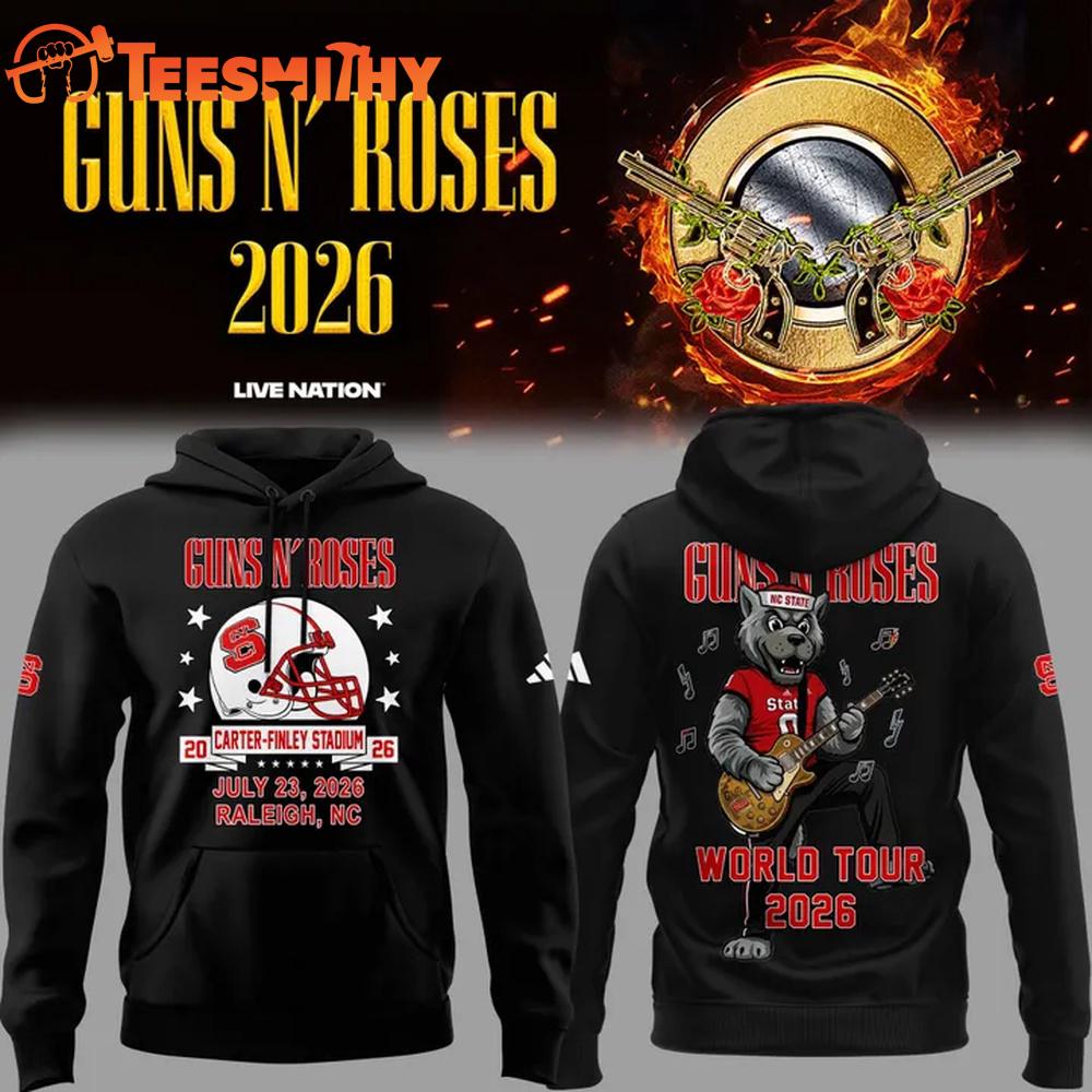Guns N' Roses x NC State Football World Tour 2026 Black Hoodie