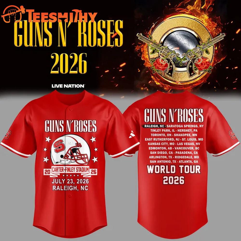 Guns N' Roses x NC State Football World Tour 2026 Red Baseball Jersey
