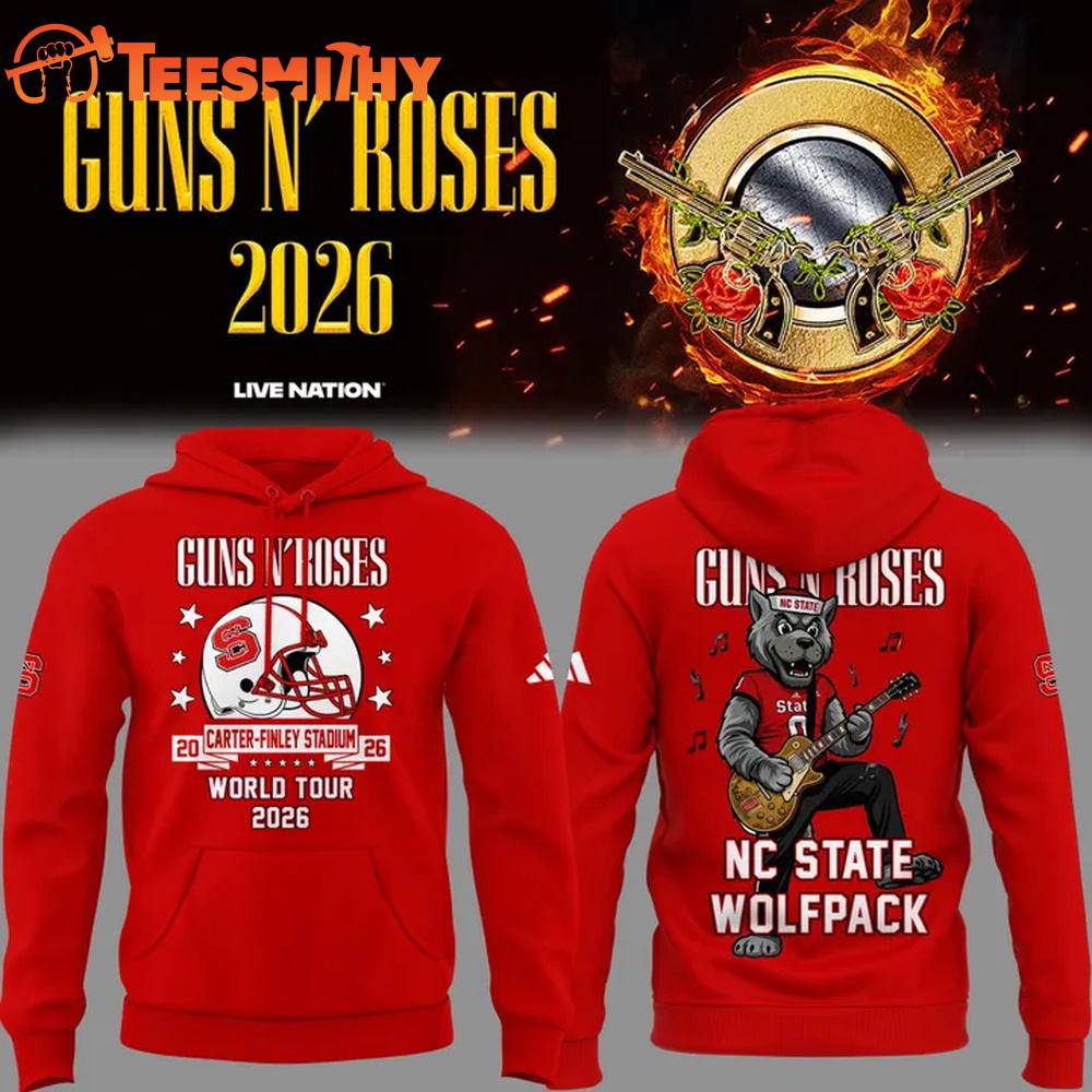 Guns N' Roses x NC State Football World Tour 2026 Red Hoodie