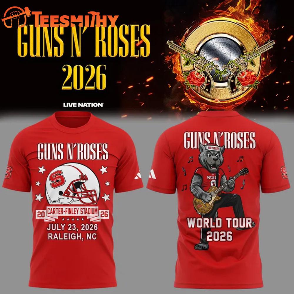 Guns N' Roses x NC State Football World Tour 2026 Red T-Shirt