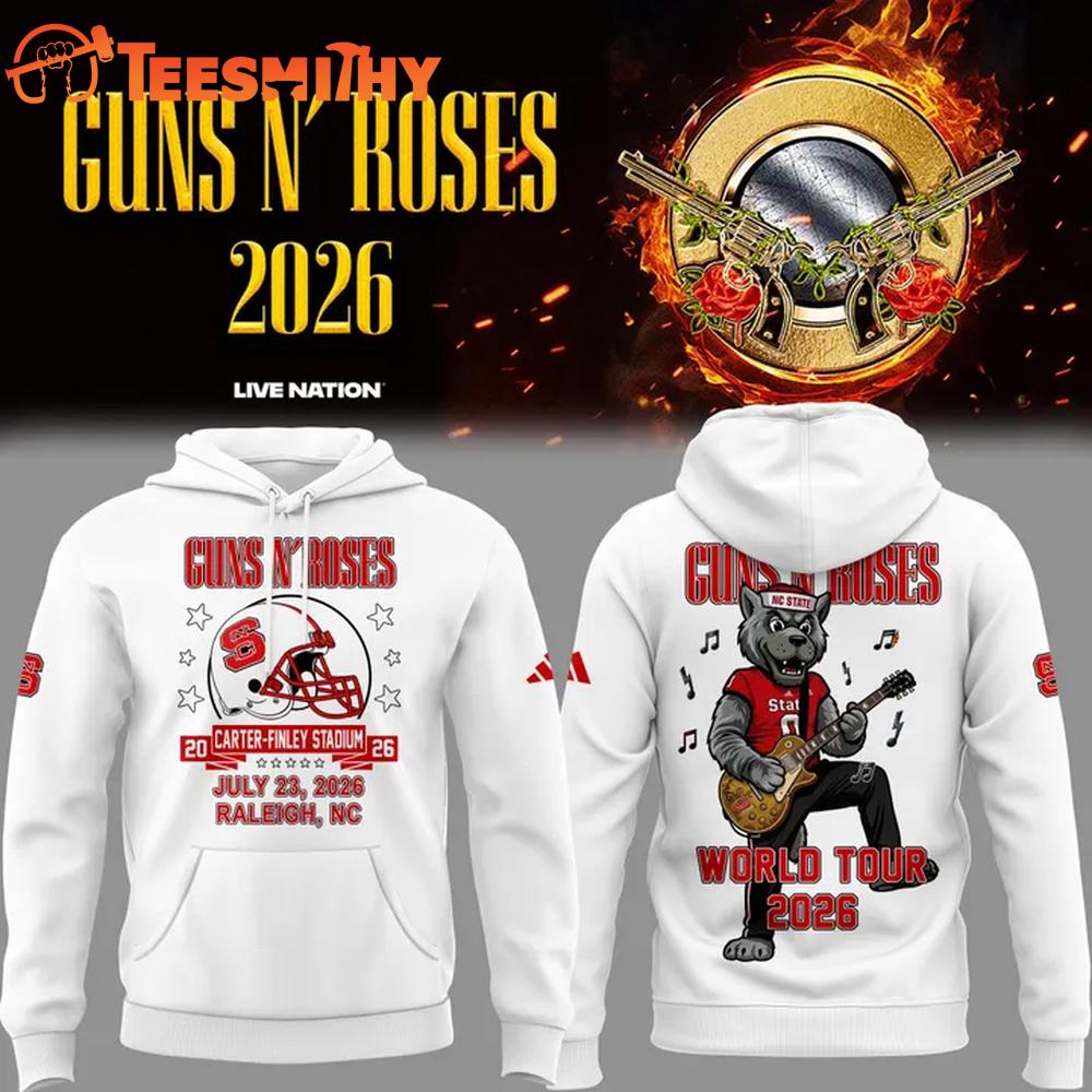 Guns N' Roses x NC State Football World Tour 2026 White Hoodie