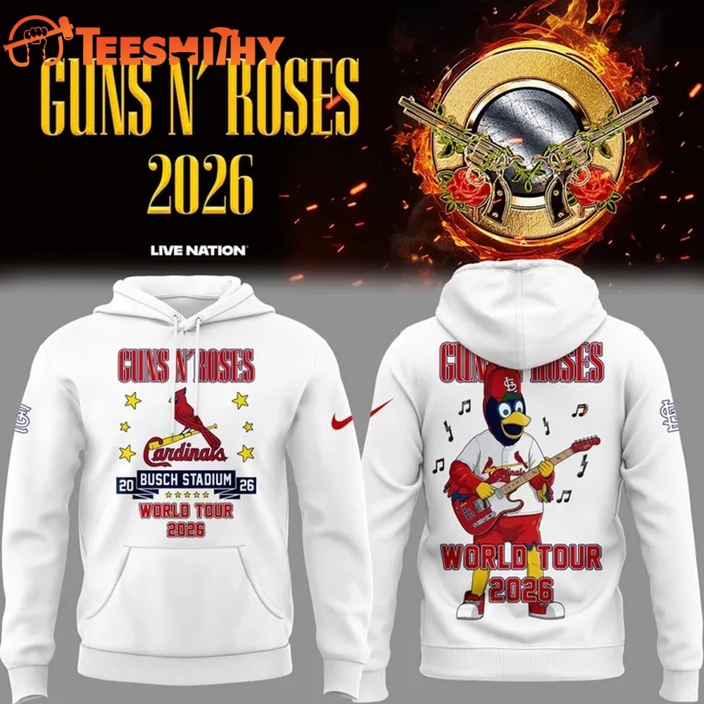Guns N' Roses x St. Louis Cardinals World Tour 2026 Mascot White Deisgn Hoodie