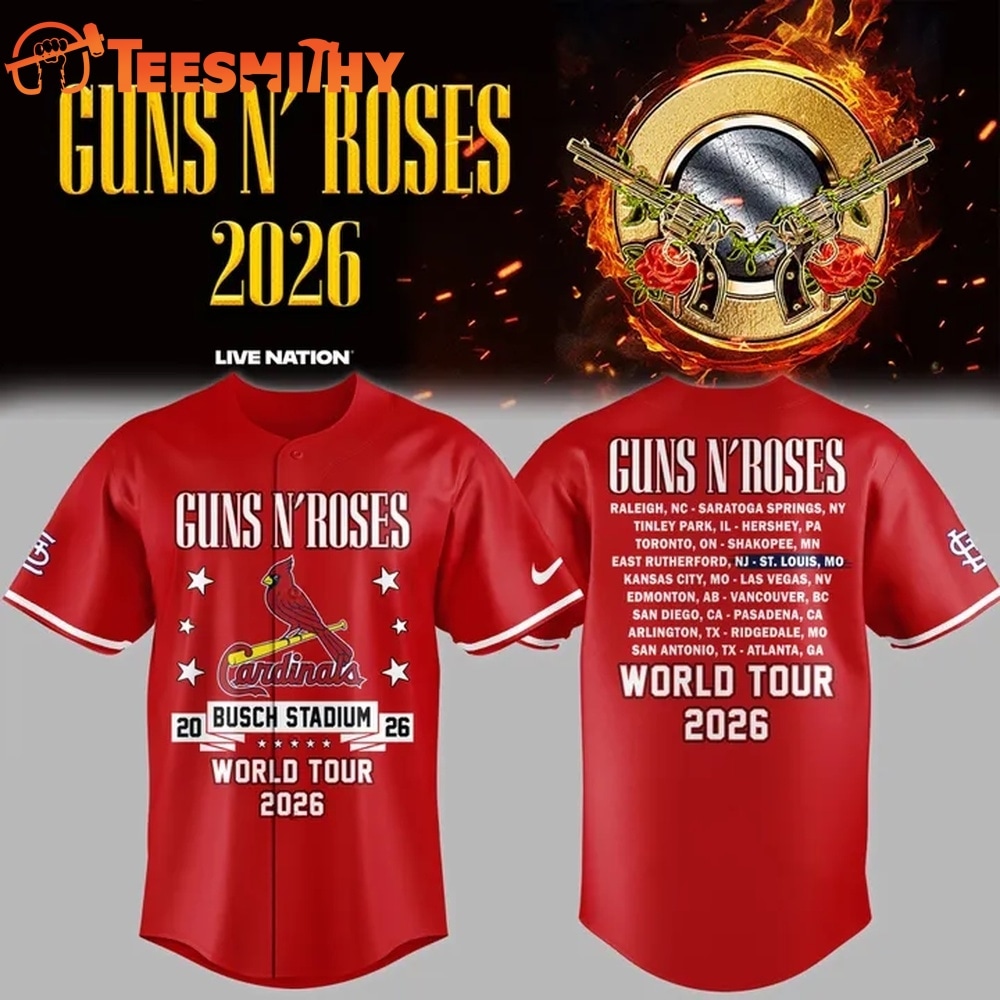 Guns N' Roses x St. Louis Cardinals World Tour 2026 Red Baseball Jersey