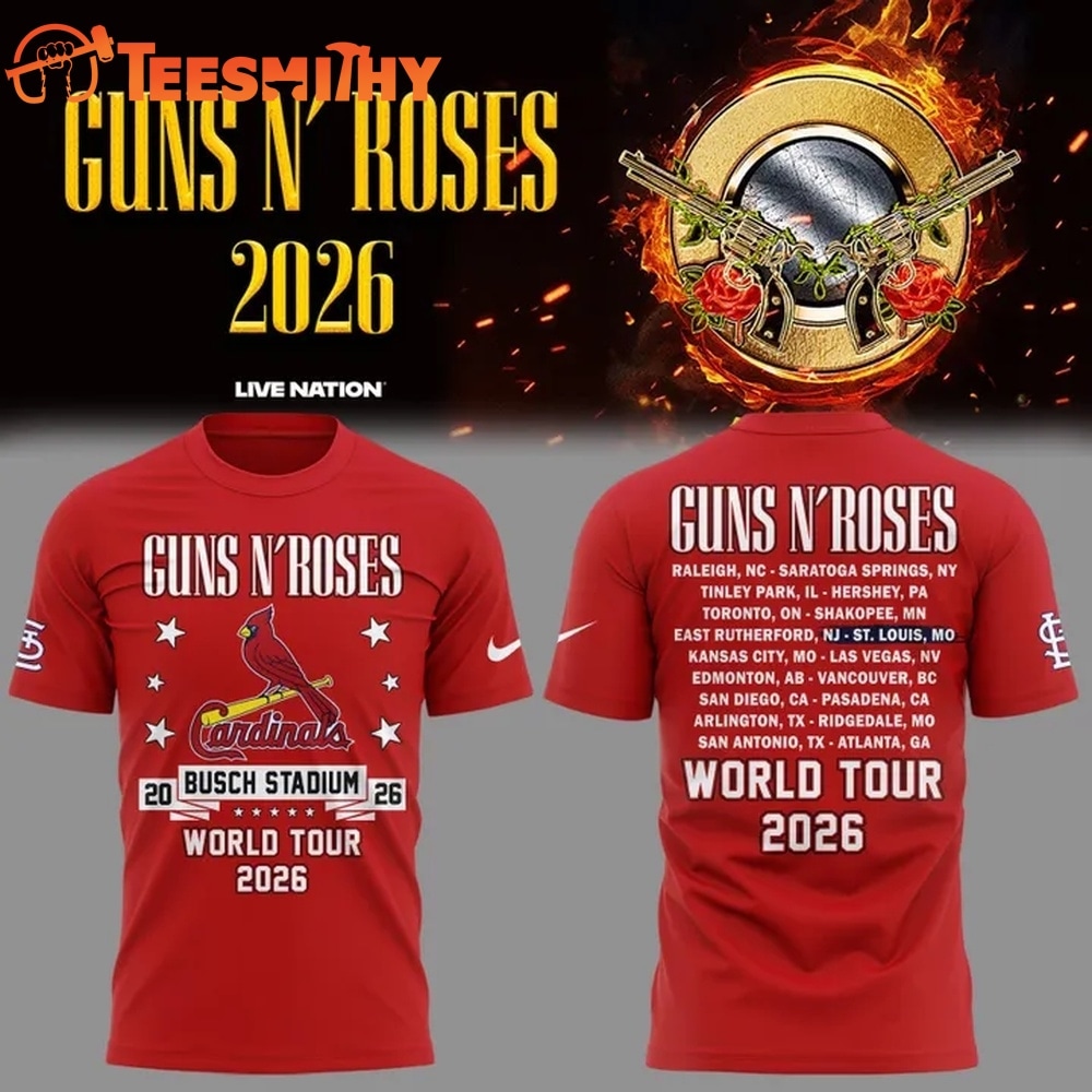 Guns N' Roses x St. Louis Cardinals World Tour 2026 Red T Shirt