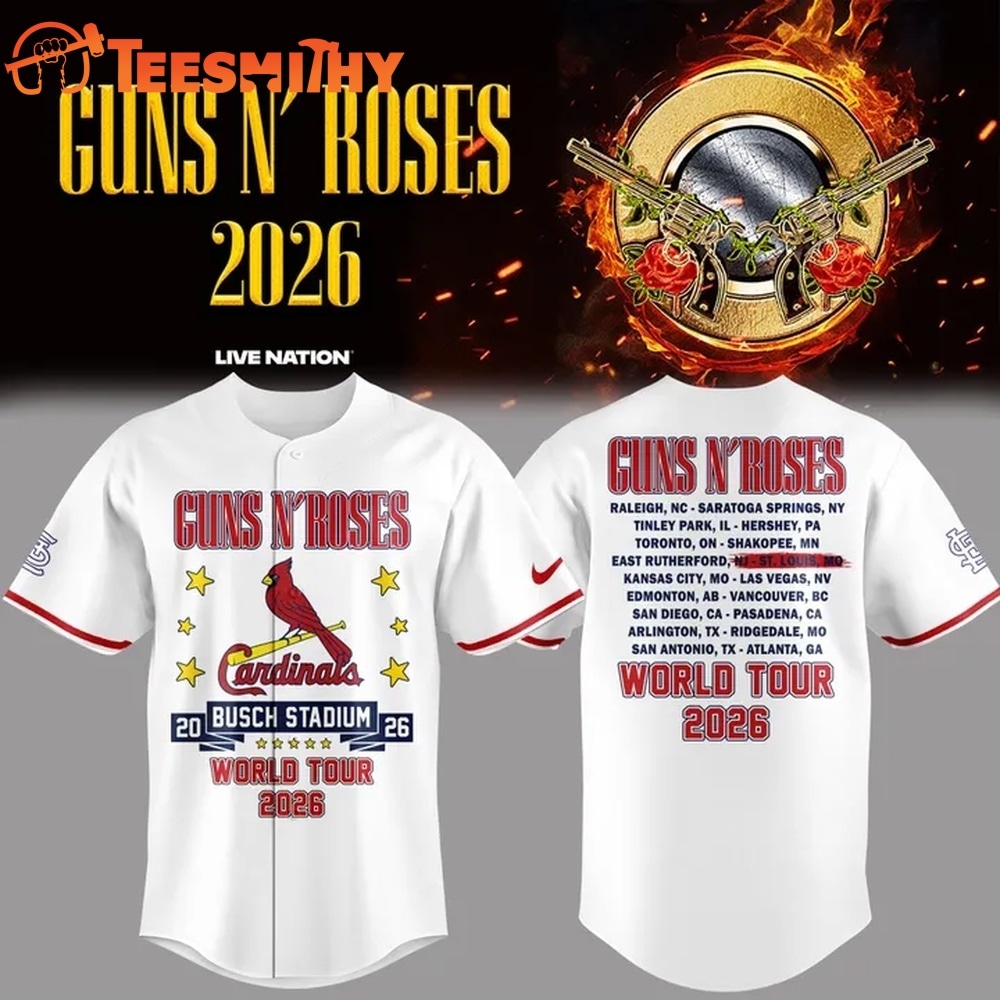 Guns N' Roses x St. Louis Cardinals World Tour 2026 White Baseball Jersey