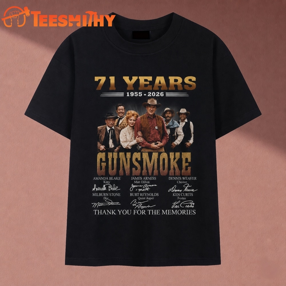 Gunsmoke TV Show 71 Years 1955 2026 Cast Signatures T Shirt