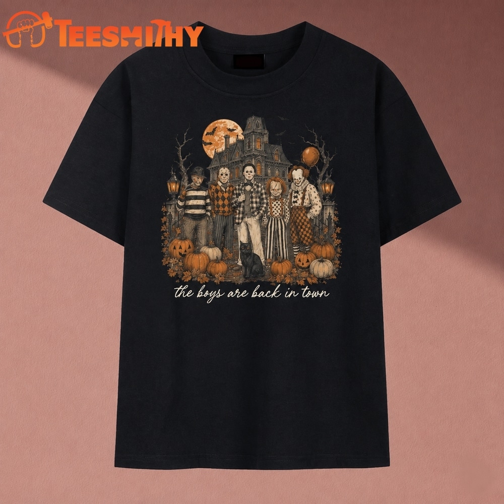 Halloween Horror Characters The Boys Are Back In Town Vintage T Shirt