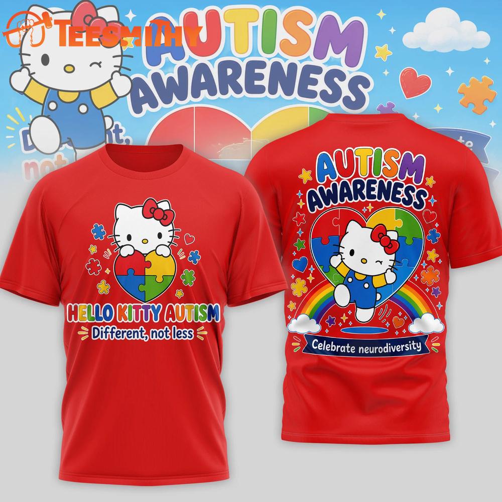 Hello Kitty Autism Different not less Red T Shirt