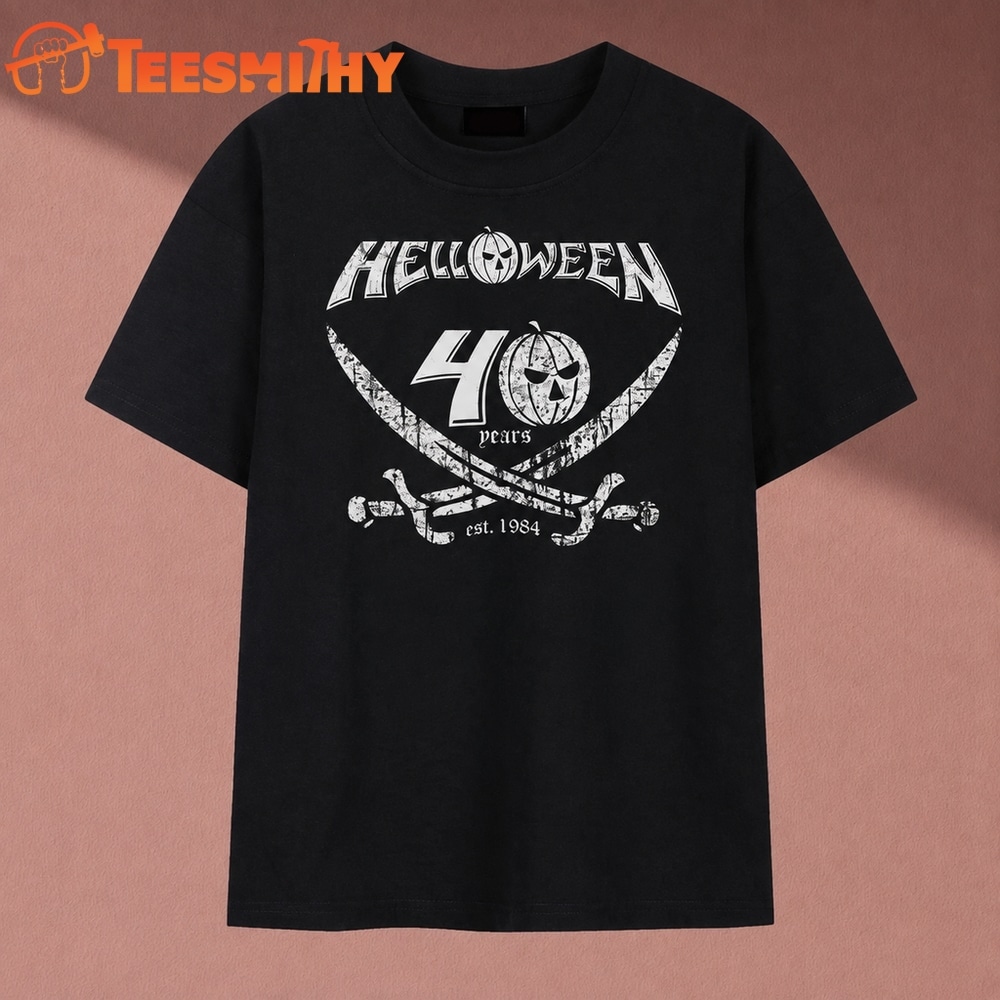 Helloween 40 Years Est 1984 Crossed Swords Band Logo T Shirt