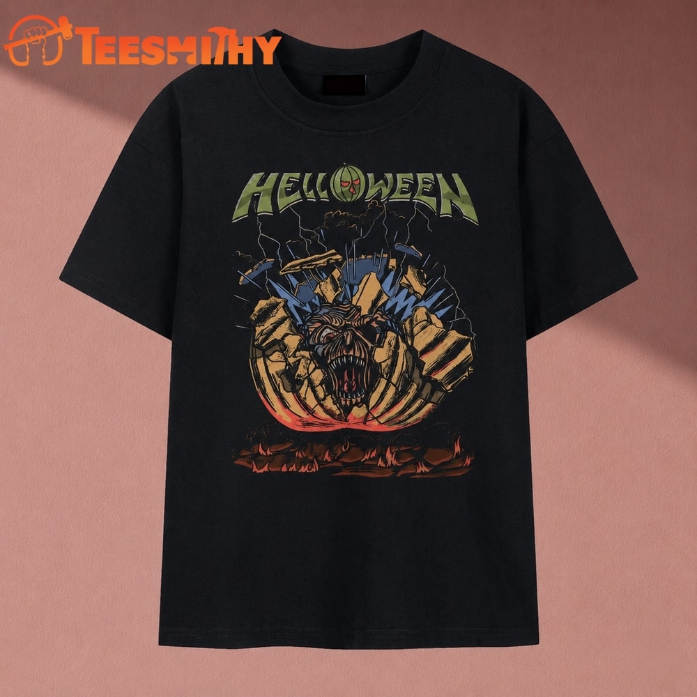 Helloween Pumpkin Monster Burst Heavy Metal Band Graphic T Shirt
