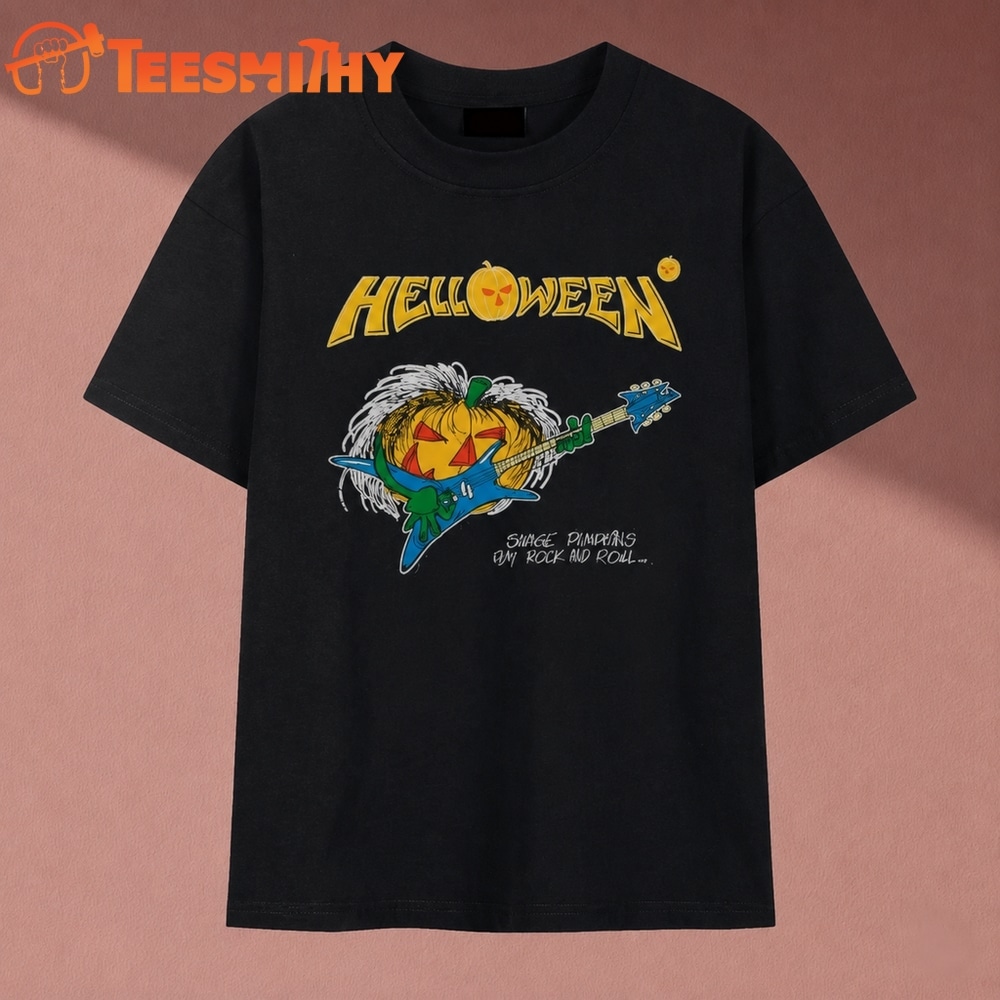 Helloween Savage Pumpkins Rock And Roll Guitar Graphic T Shirt