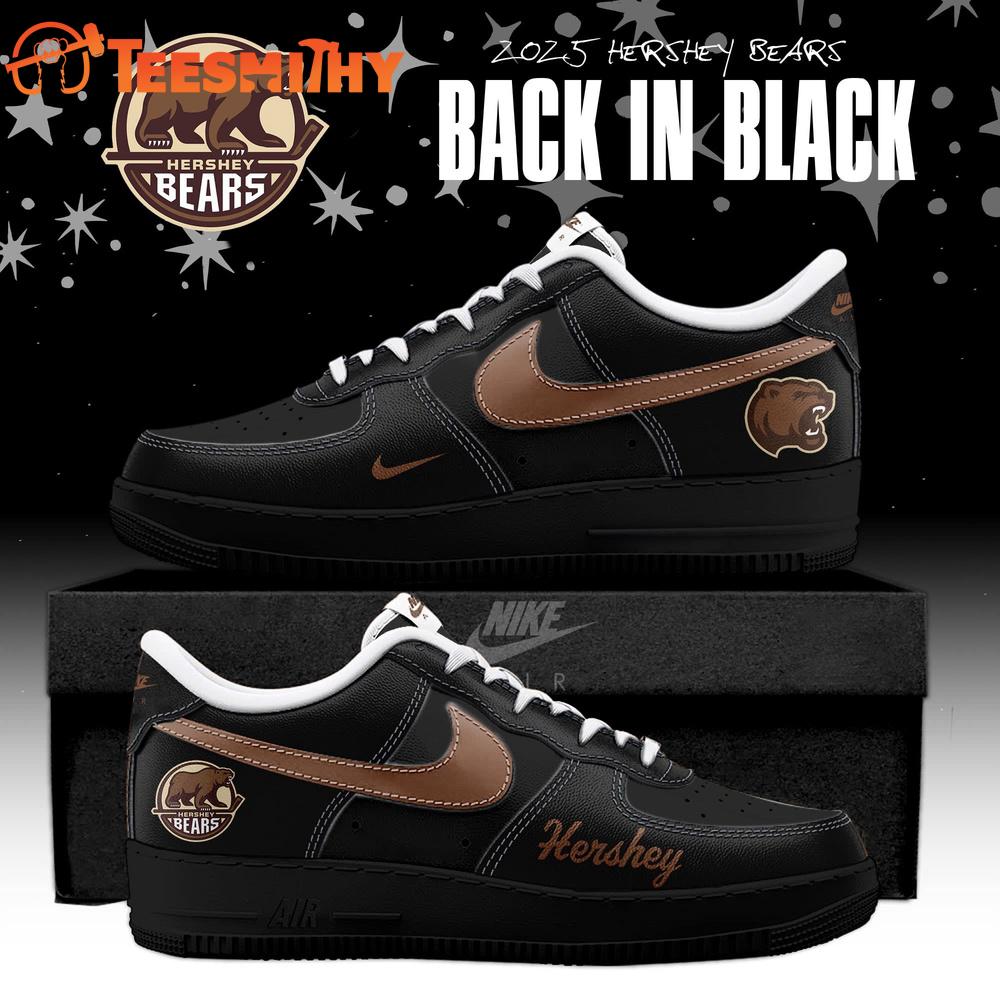 Hershey Bears Back In Black 2025 Special Edition Air Force 1 Shoes Sneaker