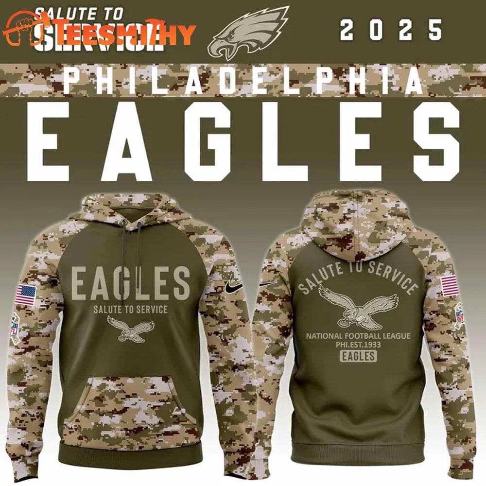 Philadelphia Eagles Camo 2025 Salute to Service Sideline Hoodie Philadelphia Eagles Camo 2025 Salute to Service Sideline Hoodie