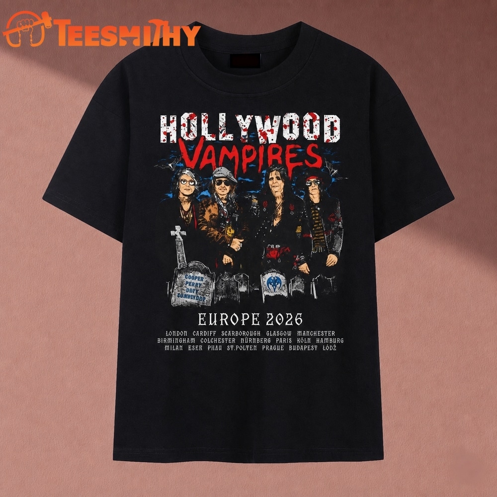 Hollywood Vampires Europe Tour 2026 Graphic Band T Shirt