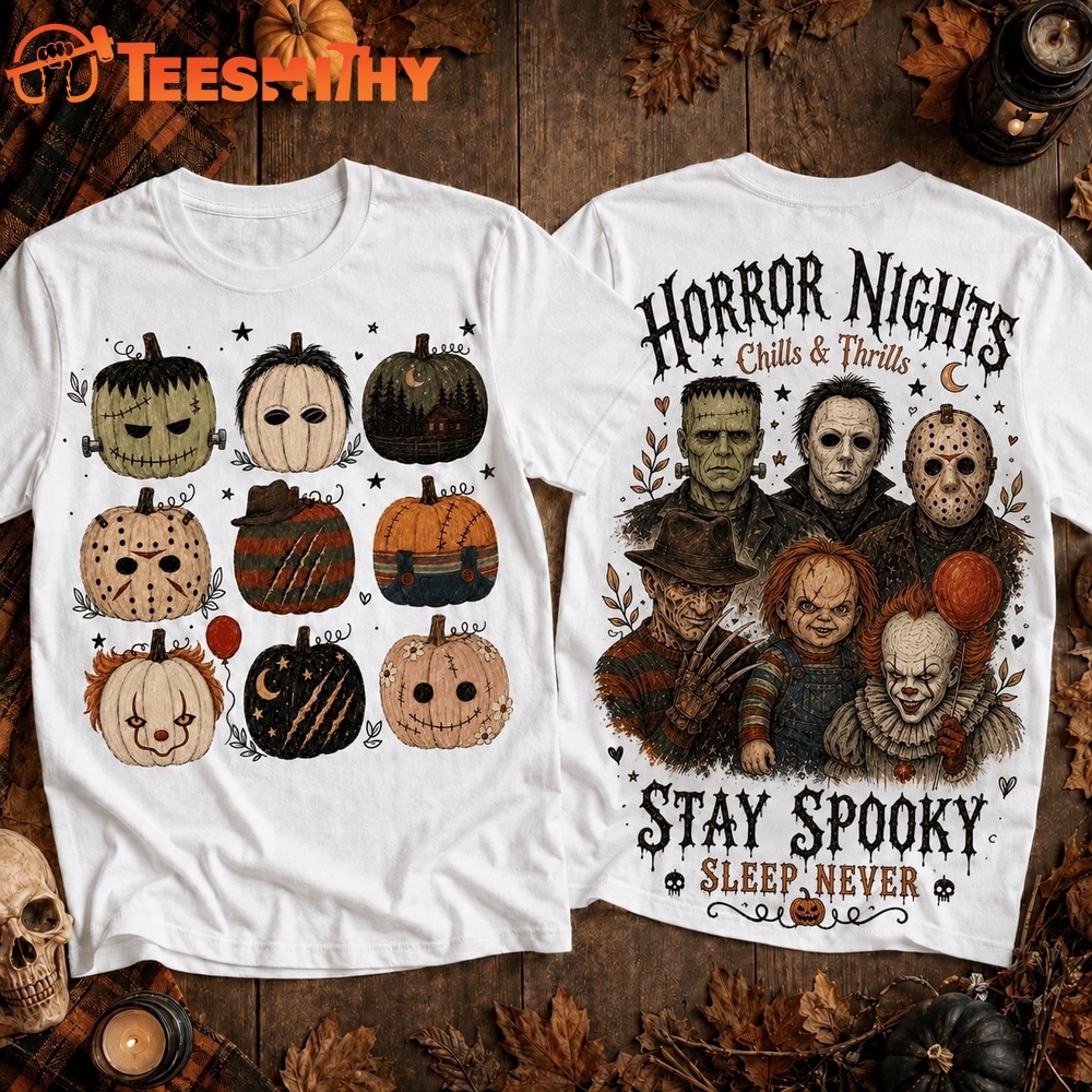 Horror Nights Classic Villains Two Sided Halloween T Shirt