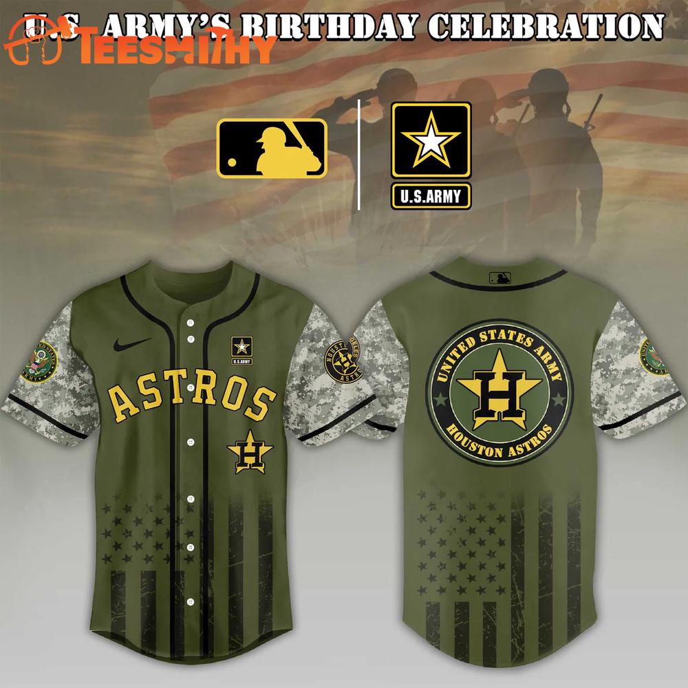 Houston Astros 2026 US Army Birthday Baseball Jersey Shirt