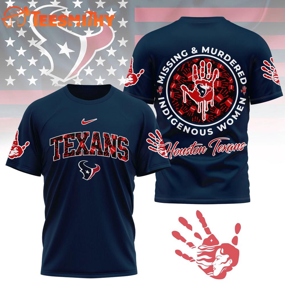 Houston Texans 2026 NFL Missing Murdered Indigenous Women Awareness 3D Shirt