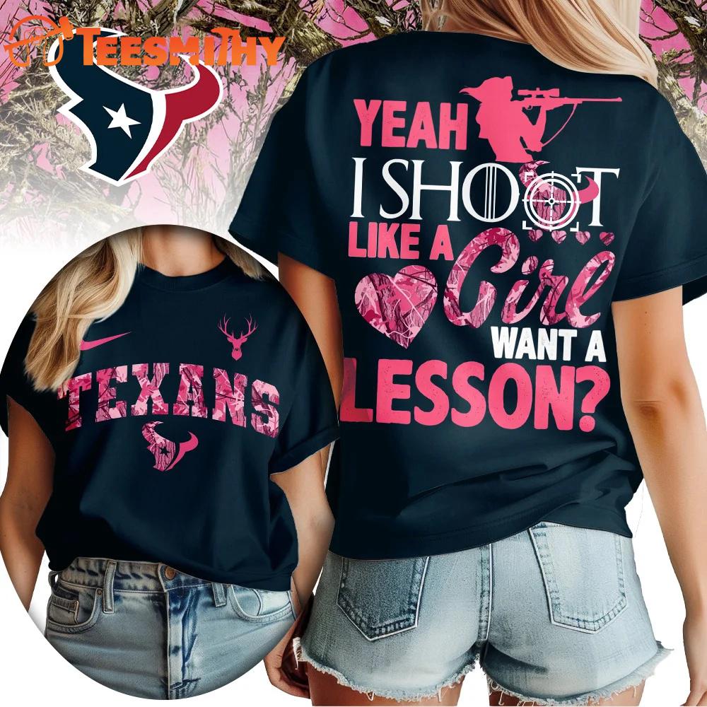 Houston Texans 2026 NFL Shoot Like A Girl All Over Print Shirt
