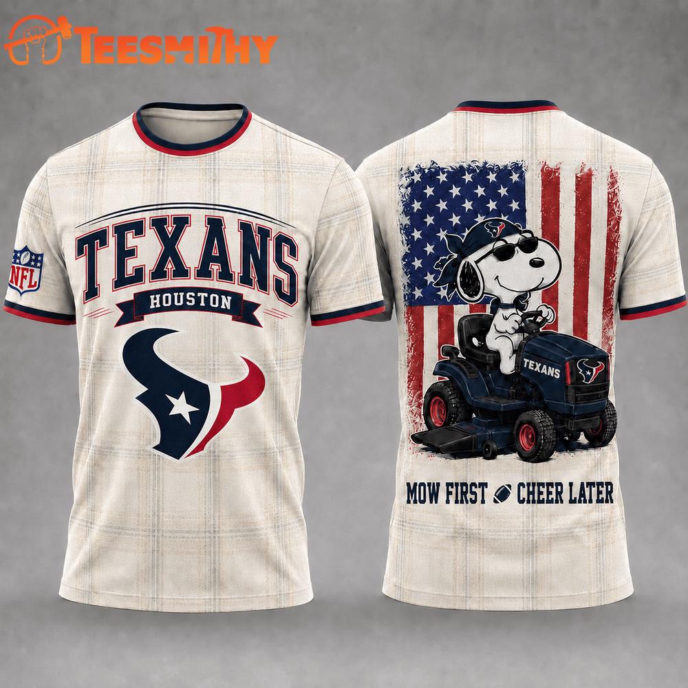 Houston Texans Funny Football Snoopy Gardening Lovers 3D T Shirt