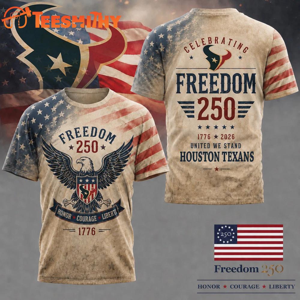 Houston Texans NFL Ameica Freedom 250 Patriotic Limited 3D Shirt