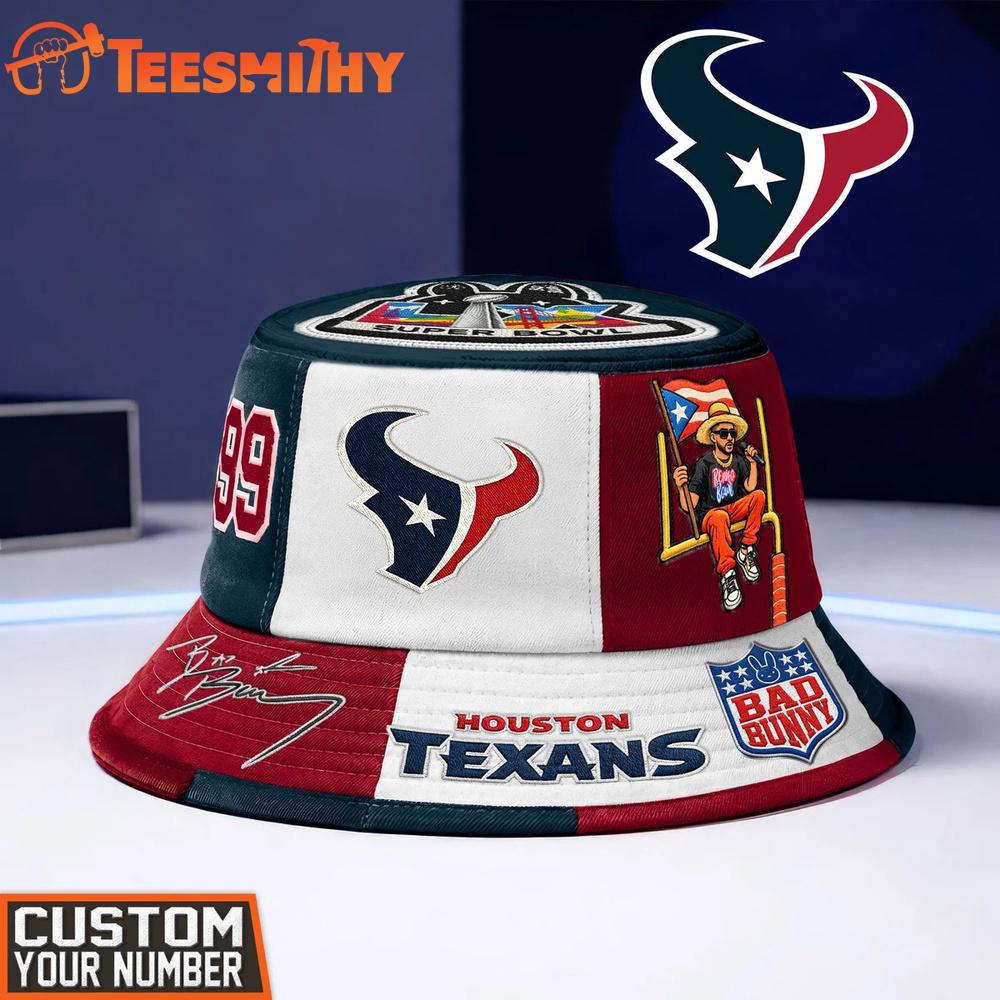 Houston Texans NFL Bad Bunny x Super Bowl 2026 Bucket Hat