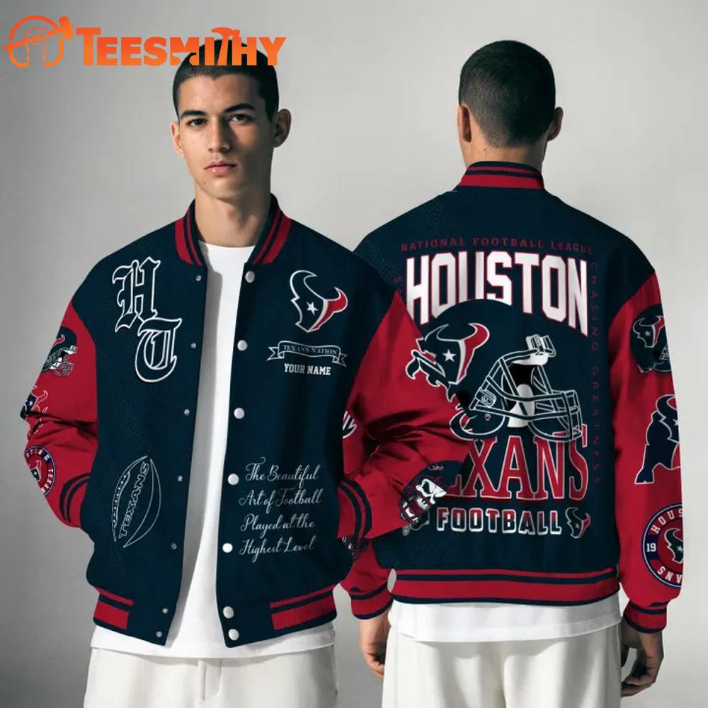 Houston Texans NFL Chasing Greatness Personalized Varsity Jacket