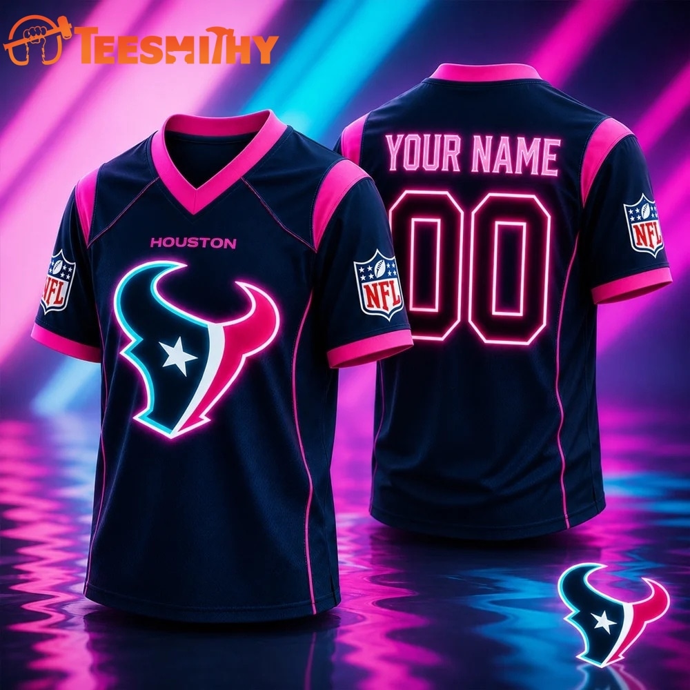 Houston Texans NFL Electric Glow Custom Football Jersey